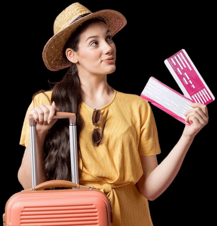 Traveller with luggage and a passport
